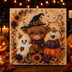 Halloween highland cow and ghost pearl diamond painting kit for beginners