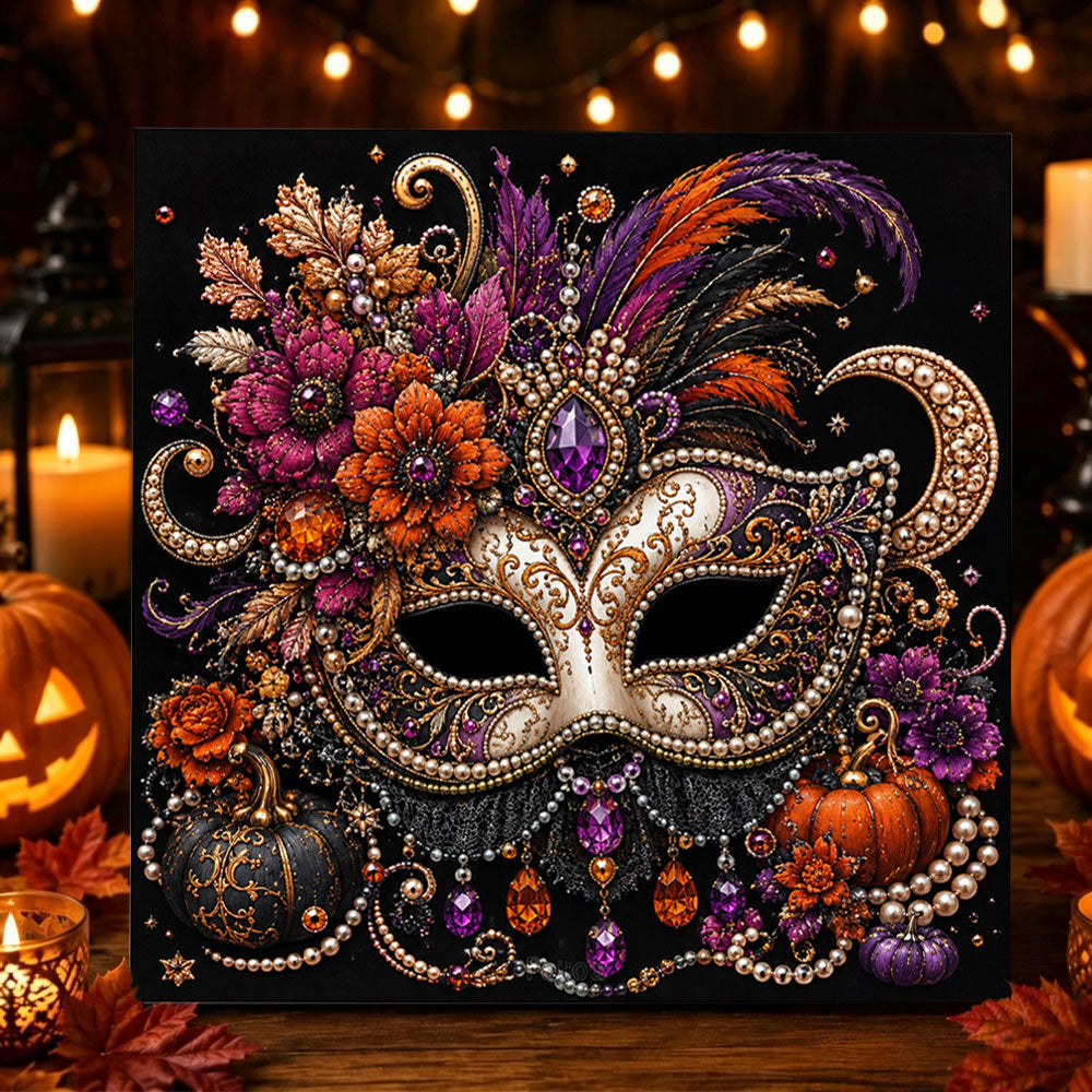 Halloween masquerade mask pearl diamond painting kit for beginners