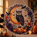 Halloween owl & crescent moon pearl diamond painting kit for beginners