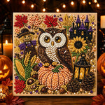 Halloween owl with scarecrow pearl diamond painting kit for beginners