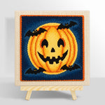 Halloween pumpkin and bats punch needle kit for beginners