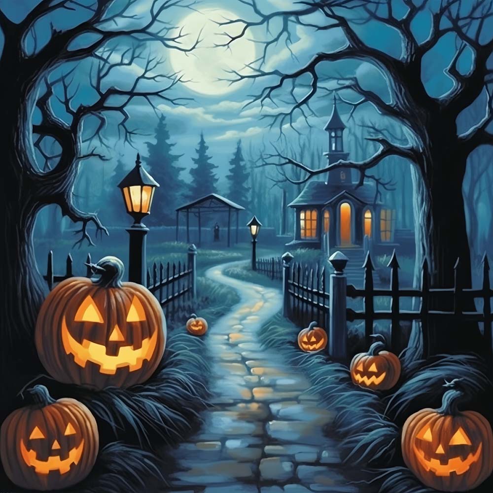 Halloween spooky path cross stitch kit for beginners