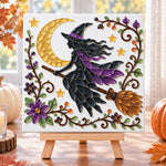 Halloween witch sea glass art kit finished artwork on display