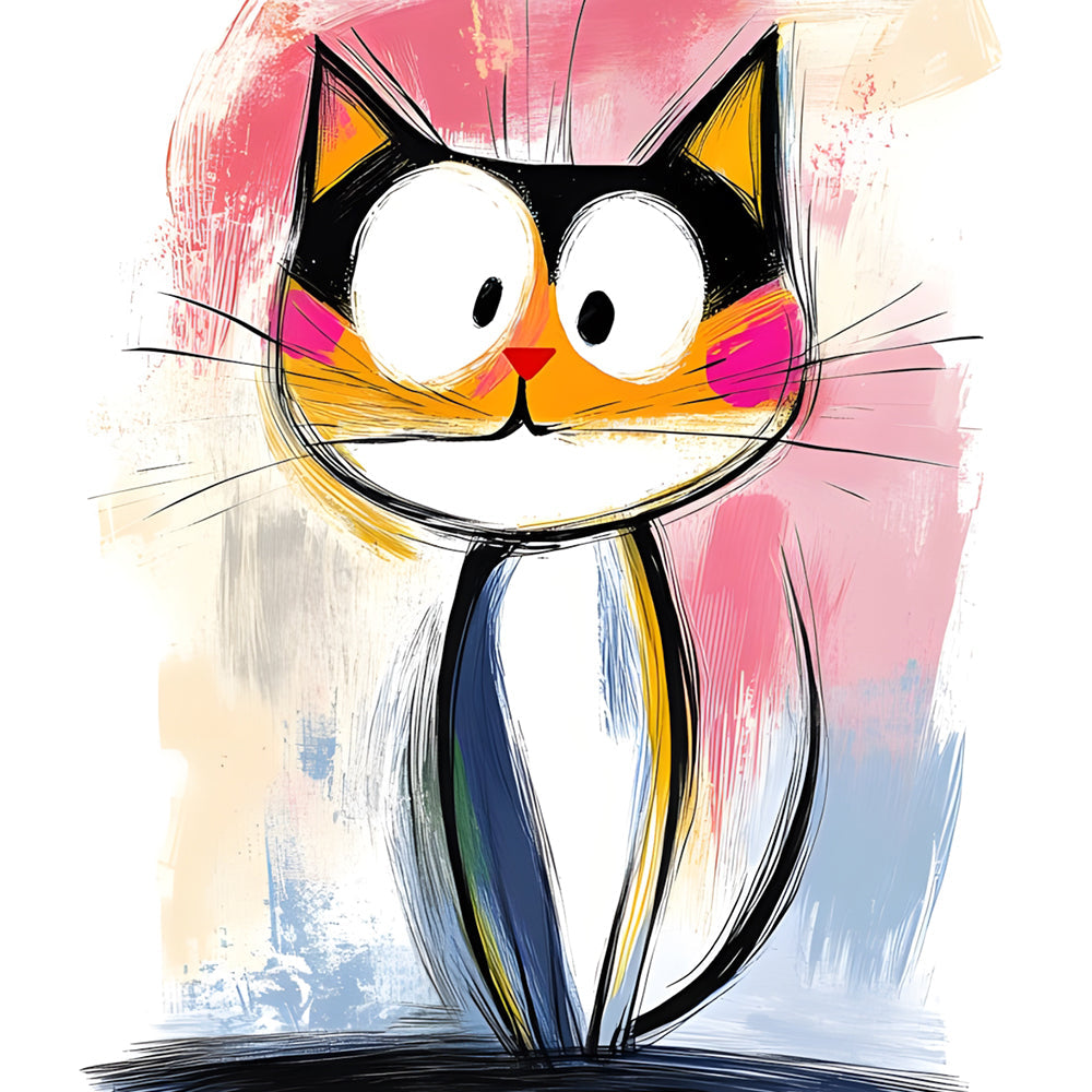 Hand drawn sketch cat cross stitch kit for beginners