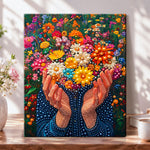 Hands full of blooms pearl diamond painting kit for beginners