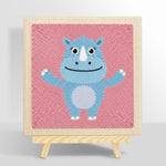Happy blue rhino with open arms punch needle kit for beginners