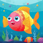 Happy cartoon fish cross stitch kit for beginners