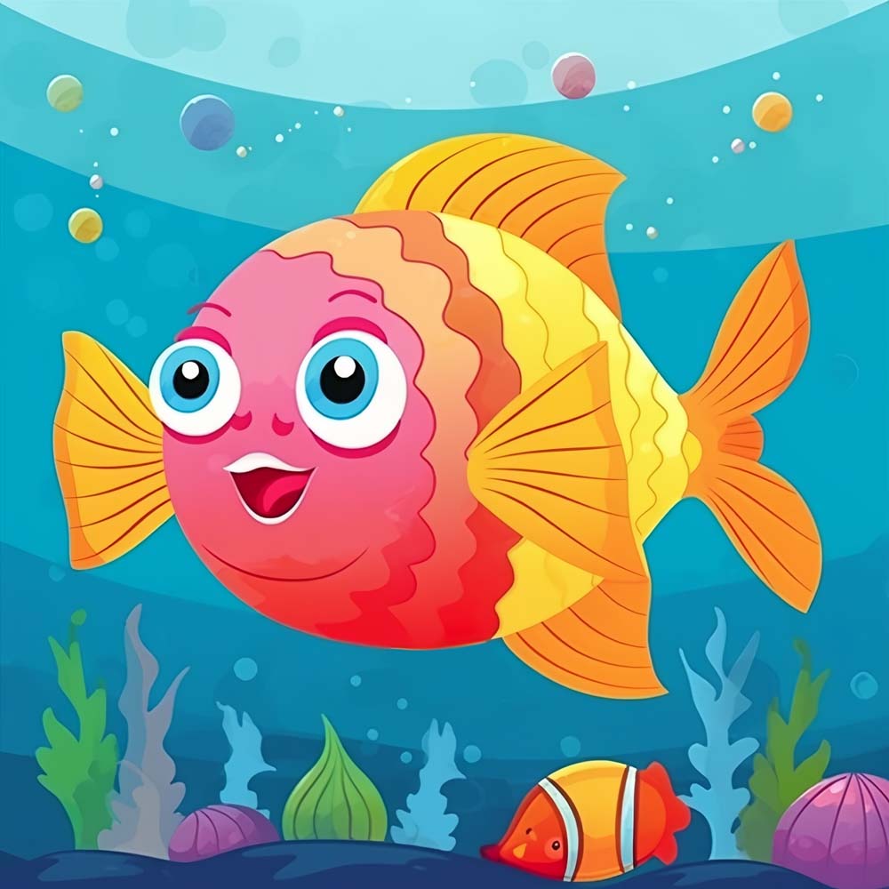 Happy cartoon fish cross stitch kit for beginners