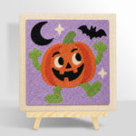 Happy dancing pumpkin character punch needle kit for beginners