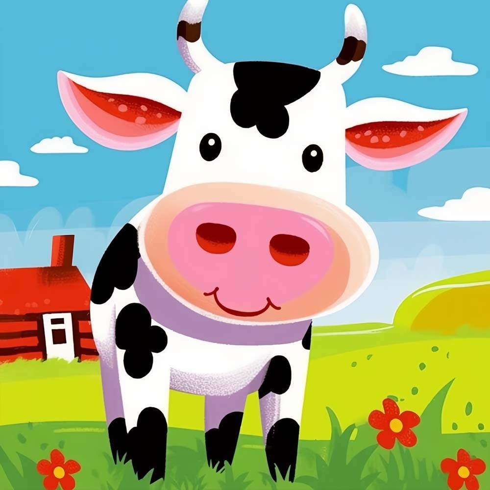 Happy farm cow cross stitch kit for beginners
