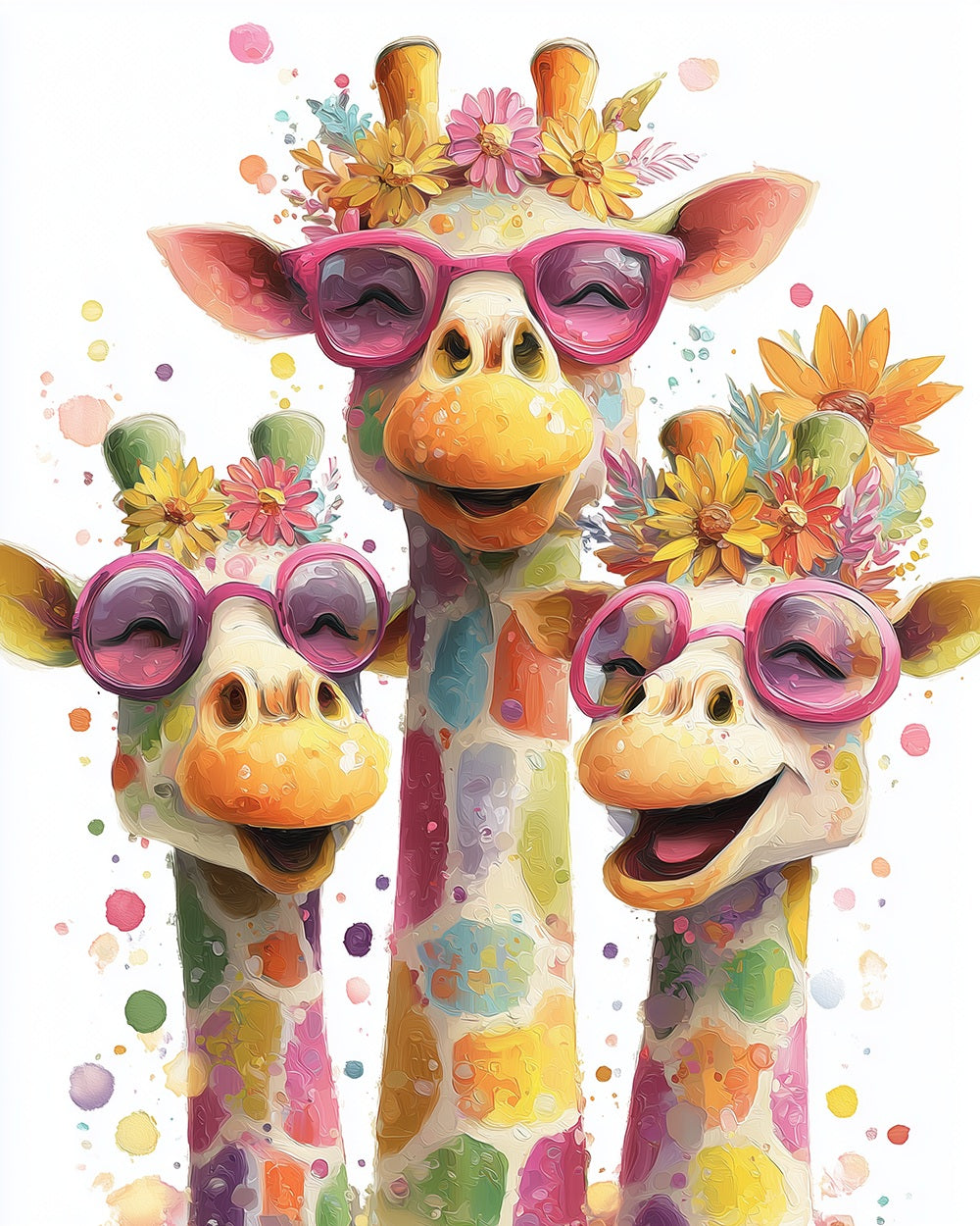 Happy giraffe family cross stitch kit for beginners