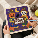 Creating handmade happy haunt scarecrow pair punch needle artwork