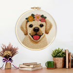 Finished happy labrador artwork displayed on a wall