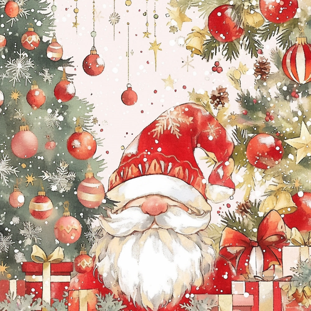 Happy santa claus with gifts cross stitch kit for beginners