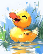 Happy yellow duckling cross stitch kit for beginners