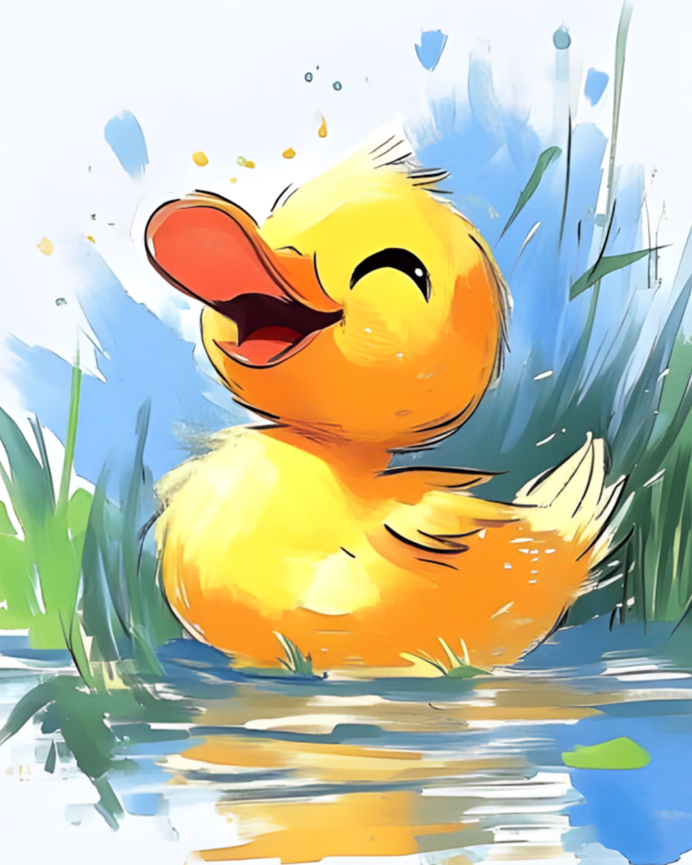 Happy yellow duckling cross stitch kit for beginners
