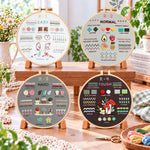 Hard embroidery stitch art embroidery kit finished hoop displayed on a wooden stand as cozy tabletop decor