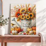 Finished harvest thankful blooms pearl diamond painting artwork displayed as home decor