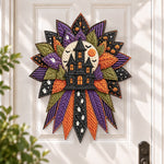 Haunted house DIY quilted bow sewing kit finished as a handmade door decoration