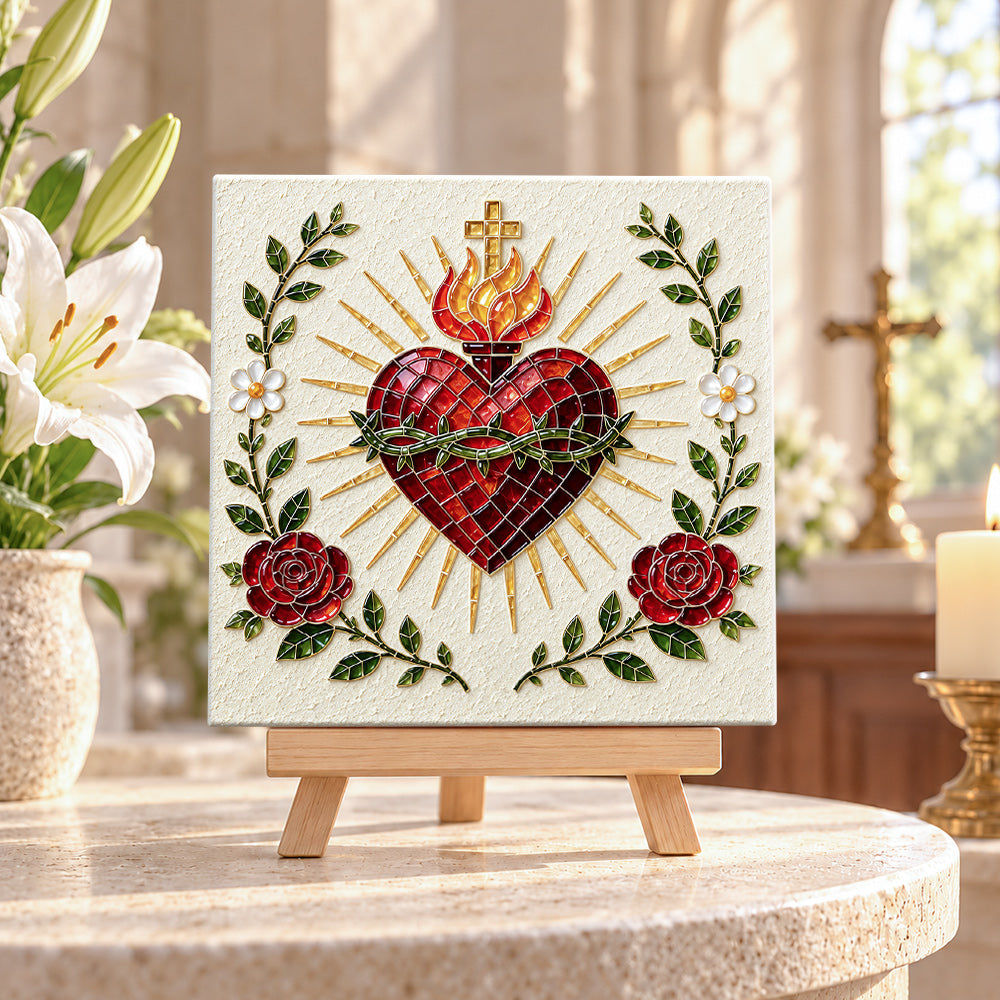 Heart of devotion sea glass art kit displayed as seasonal home decor