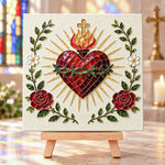 Heart of devotion sea glass art kit finished artwork on display