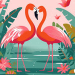 Heart‑shaped flamingo couple cross stitch kit for beginners