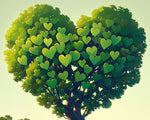 Heart‑shaped green canopy cross stitch kit for beginners