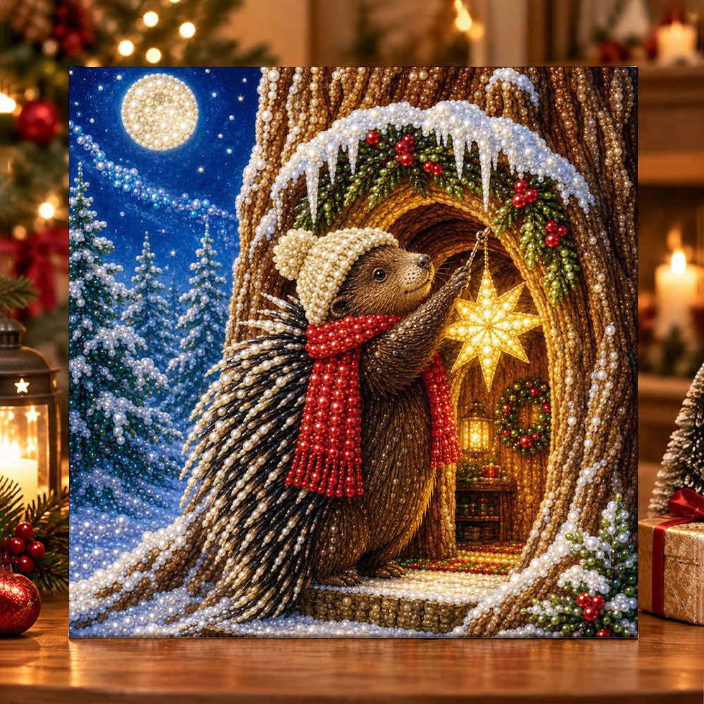Hedgehog decorating star light pearl diamond painting kit for beginners