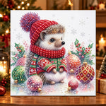 Hedgehog in christmas outfit pearl diamond painting kit for beginners