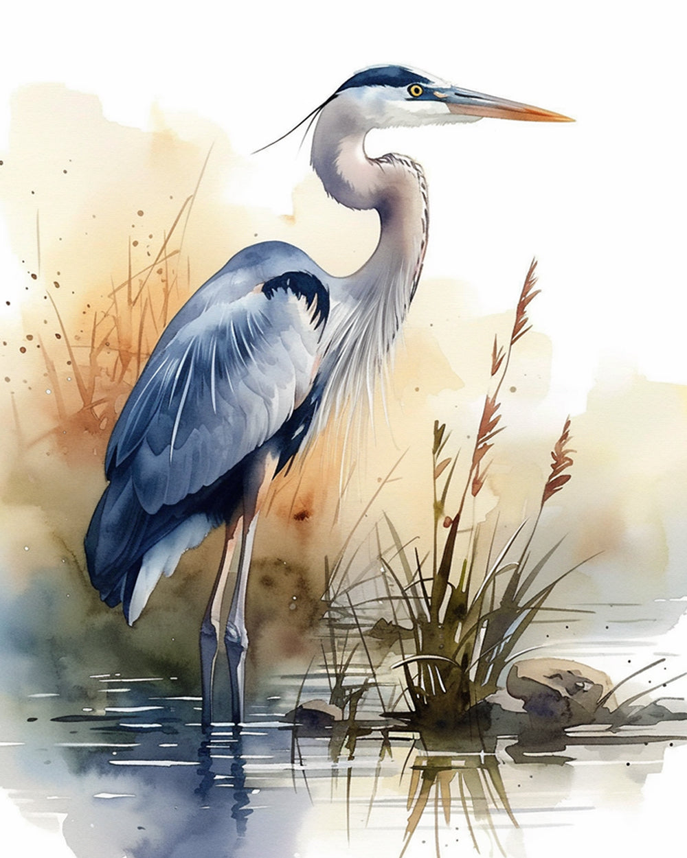 Heron in wetlands cross stitch kit for beginners