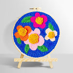 High contrast flowers punch needle kit for beginners