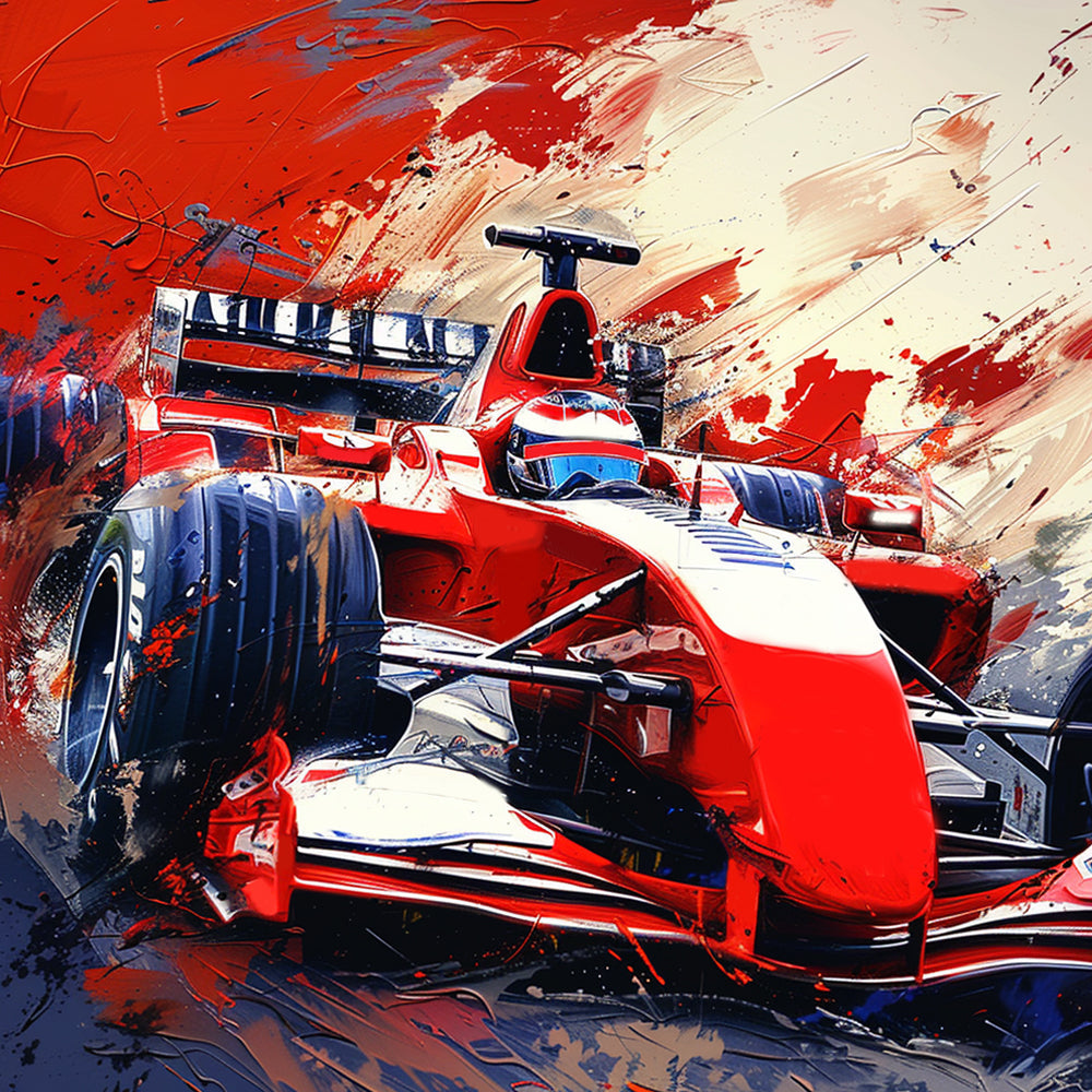 High-speed red racing car cross stitch kit for beginners
