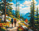 Hikers on mountain trail cross stitch kit for beginners