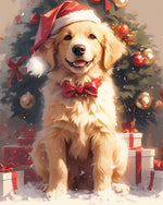 Holiday golden retriever cross stitch kit for beginners