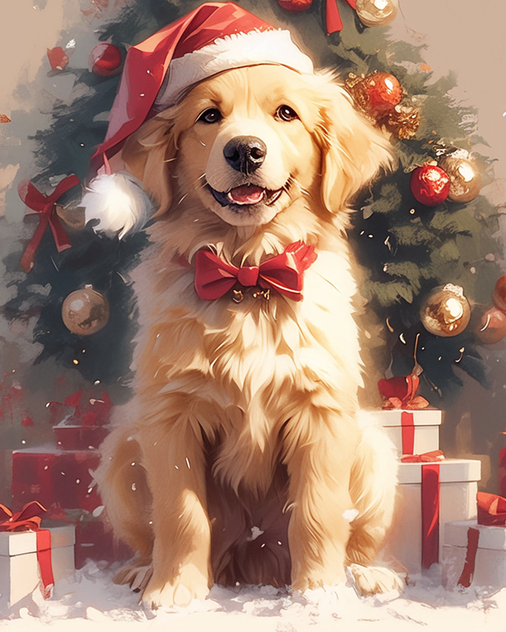 Holiday golden retriever cross stitch kit for beginners