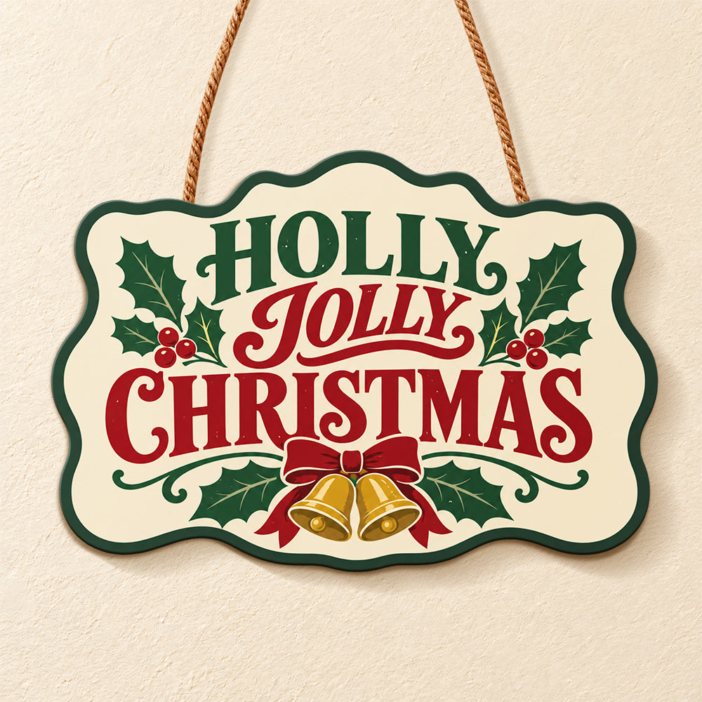 Holly jolly christmas paint by numbers door hanger finished design