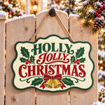 Holly jolly christmas paint by numbers door hanger on a garden gate