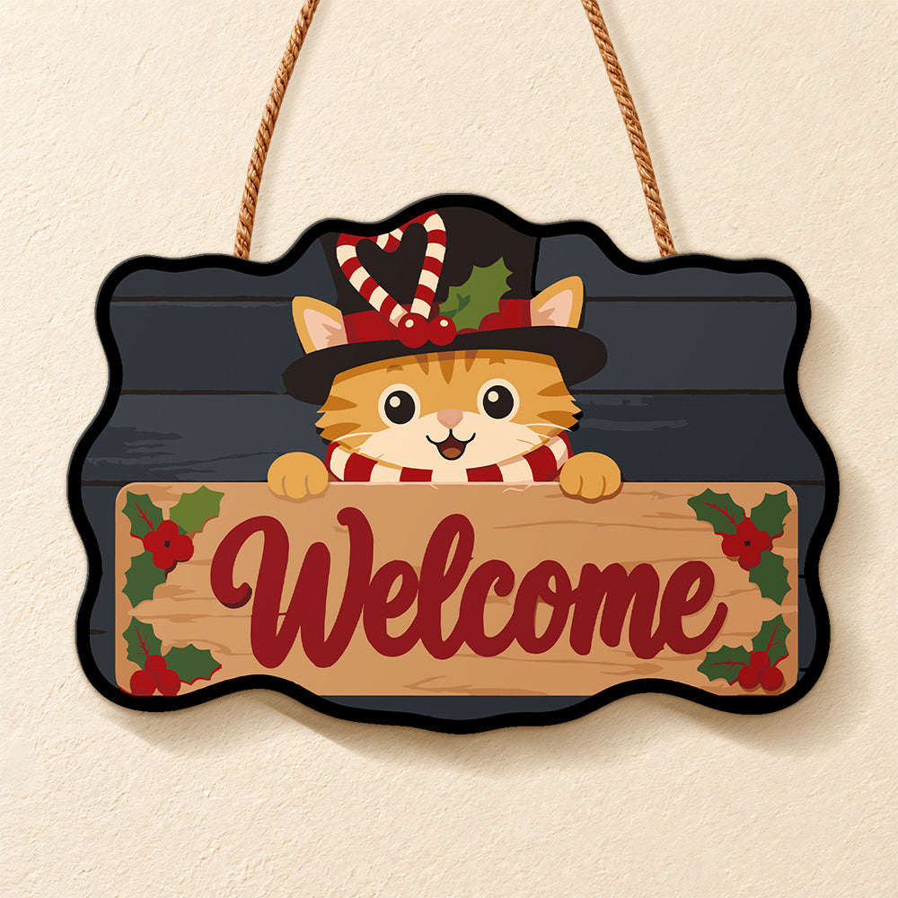 Holly welcome sign paint by numbers door hanger finished design