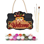 Holly welcome sign paint by numbers door hanger with paints and brushes