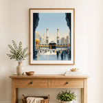 Finished holy city sacred sight cross stitch artwork displayed as home decor
