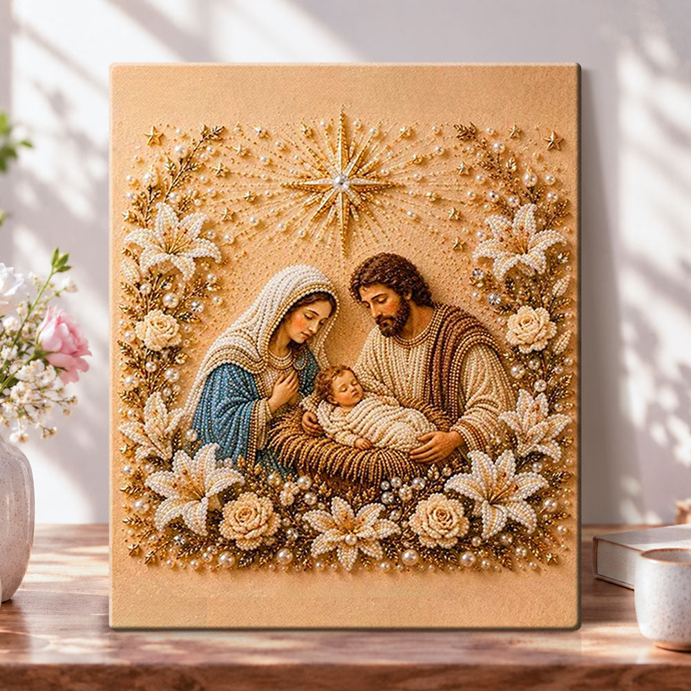 Holy family with lilies pearl diamond painting kit for beginners