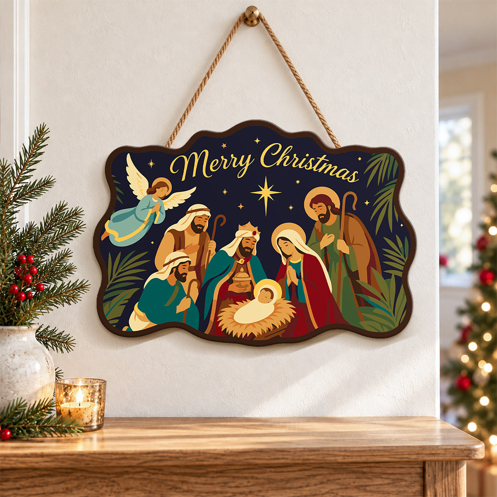 Holy night gathering paint by numbers door hanger as indoor wall decor