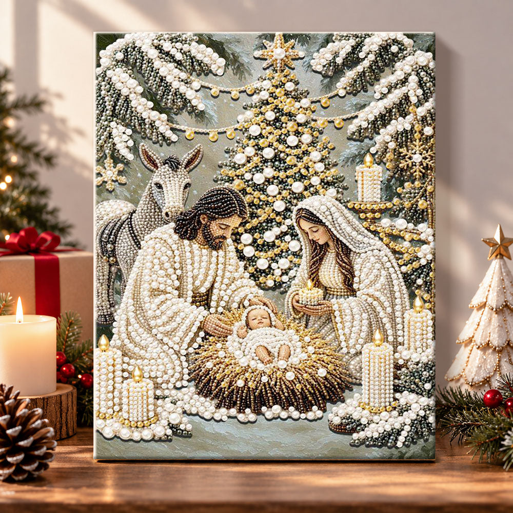 Holy night nativity scene pearl diamond painting kit for beginners