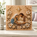 Finished holy night serenity pearl diamond painting artwork displayed as home decor