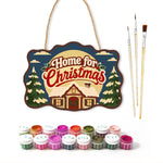 Home for christmas paint by numbers door hanger with paints and brushes