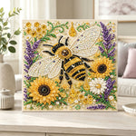 Finished honeybee garden pearl diamond painting artwork displayed as home decor