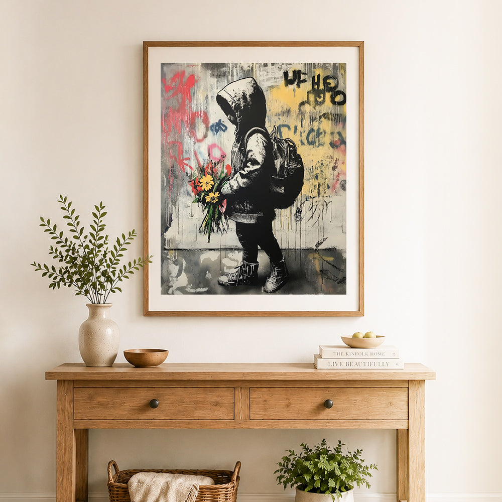 Finished hope in bloom cross stitch artwork displayed as home decor