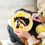Creating handmade horse and colorful flowers punch needle artwork