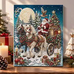 Horse‑drawn christmas carriage pearl diamond painting kit for beginners