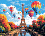 Hot air balloons over paris cross stitch kit for beginners